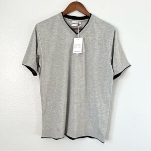 New Smash Men’s V Neck T Shirt Grey Size S